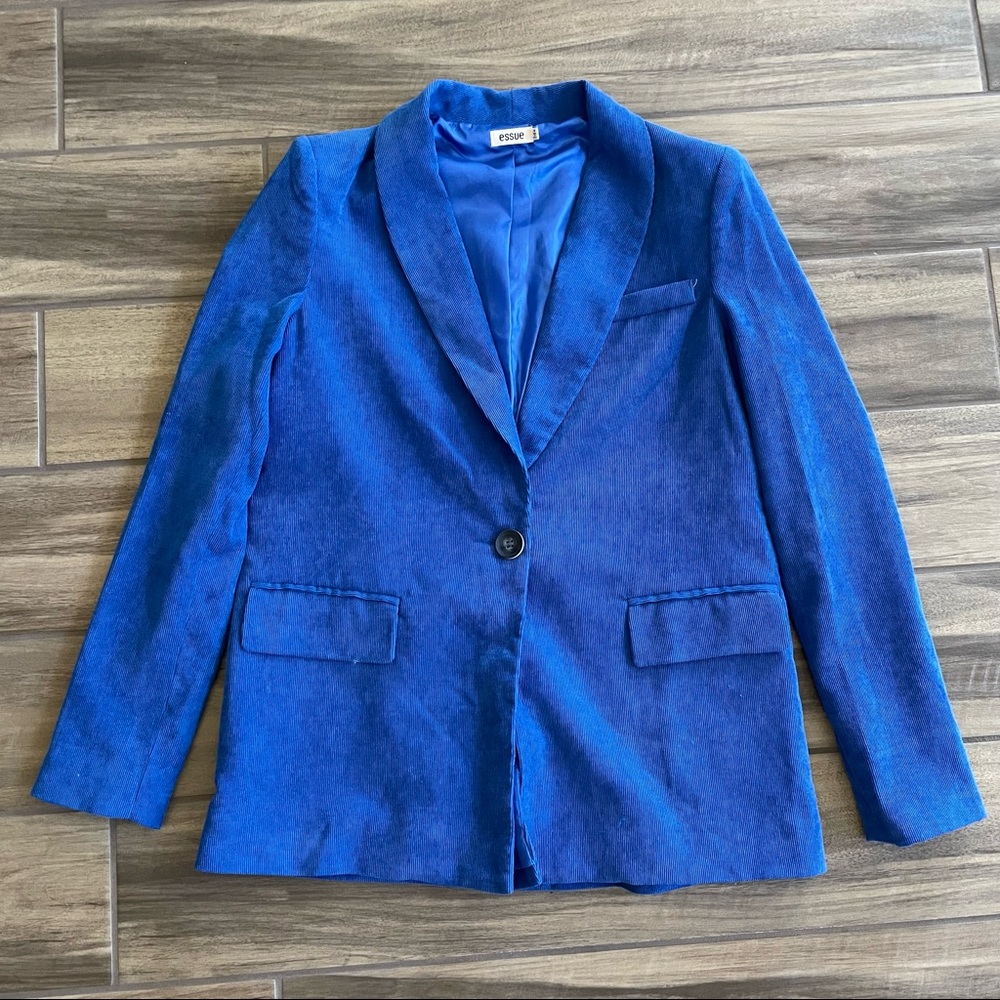 SOLD - ESSUE Royal Blue Light Corduroy Blazer Sz MED